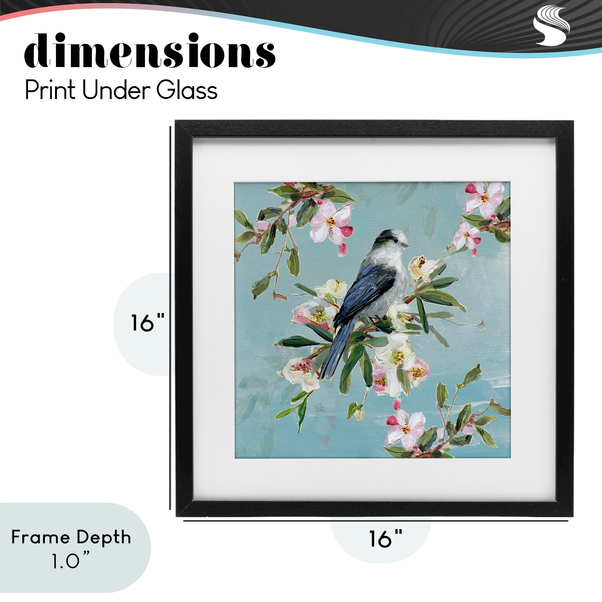Stupell Industries Pastel Songbird Among Blossoms Black Framed Print Under Glass, design by Sally Swatland