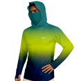 thumbnail image 2 of WELIGU UPF 50+ Men's Sun Protection Hoodie with Face Mask & Gaiter, Breathable Long Sleeve Fishing Hiking Shirt Yellow & Green XXL, 2 of 7
