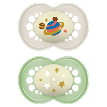 MAM Night Pacifier, 6-16 Months, Unisex, 2 pack