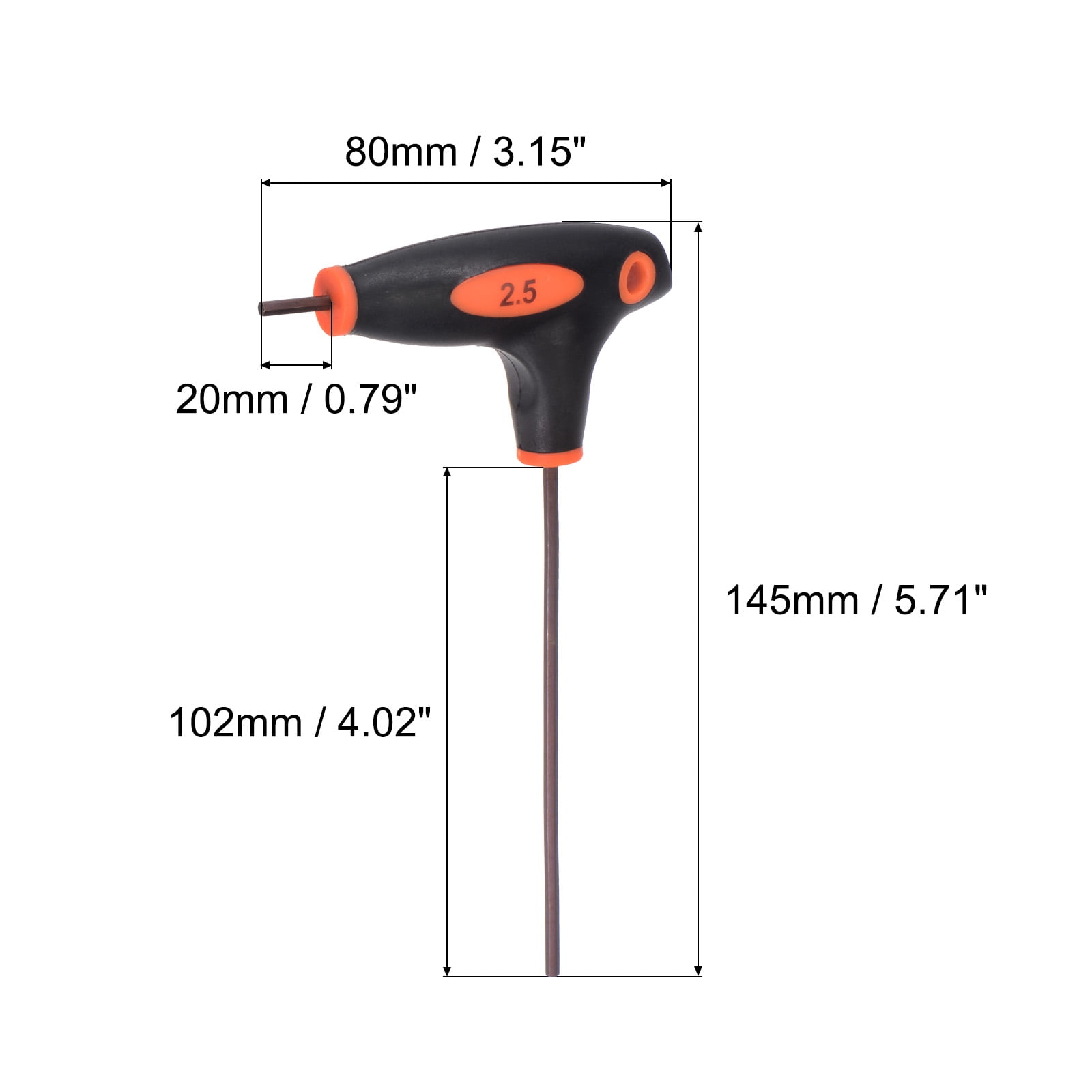 Uxcell 8pcs 2.5mm Hex Key T-Handle Dual End Wrench Spanner, Metric S2 Steel