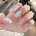 thumbnail image 1 of 24 uñas acrílicas francesas, uñas postizas de ataúd mediano, leopardo, lindas uñas brillantes, regalo para mujeres y niñas, 1 of 4