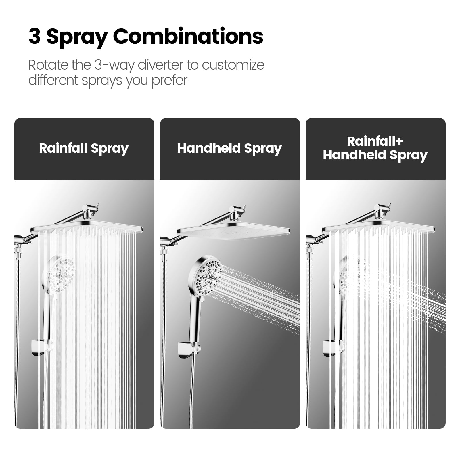 JOMOO 12 Inch Rainfall Shower Head Combo with Filtered Handheld, High Pressure Shower Head Set with Extension Arm, 71 inch Shower Hose, Chrome