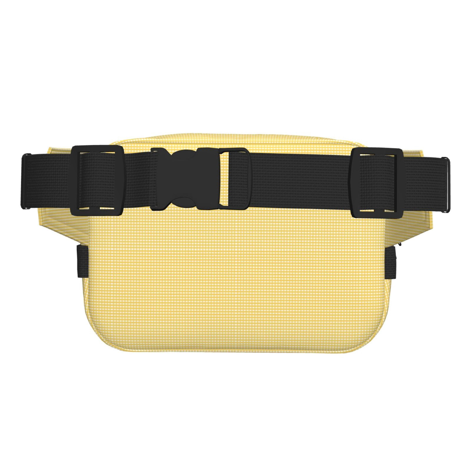 Rateoe Yellow Gingham Print Fanny Pack Belt Bag for Women and Men, Square Double-Layer Waterproof Waist Pack with Adjustable Strap for Hiking, Jogging, Cycling