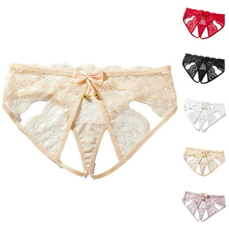 Women Lace T-Back Thong G-String Panties Lingerie Knickers Open Crotch Underwear Pink M YIWEI