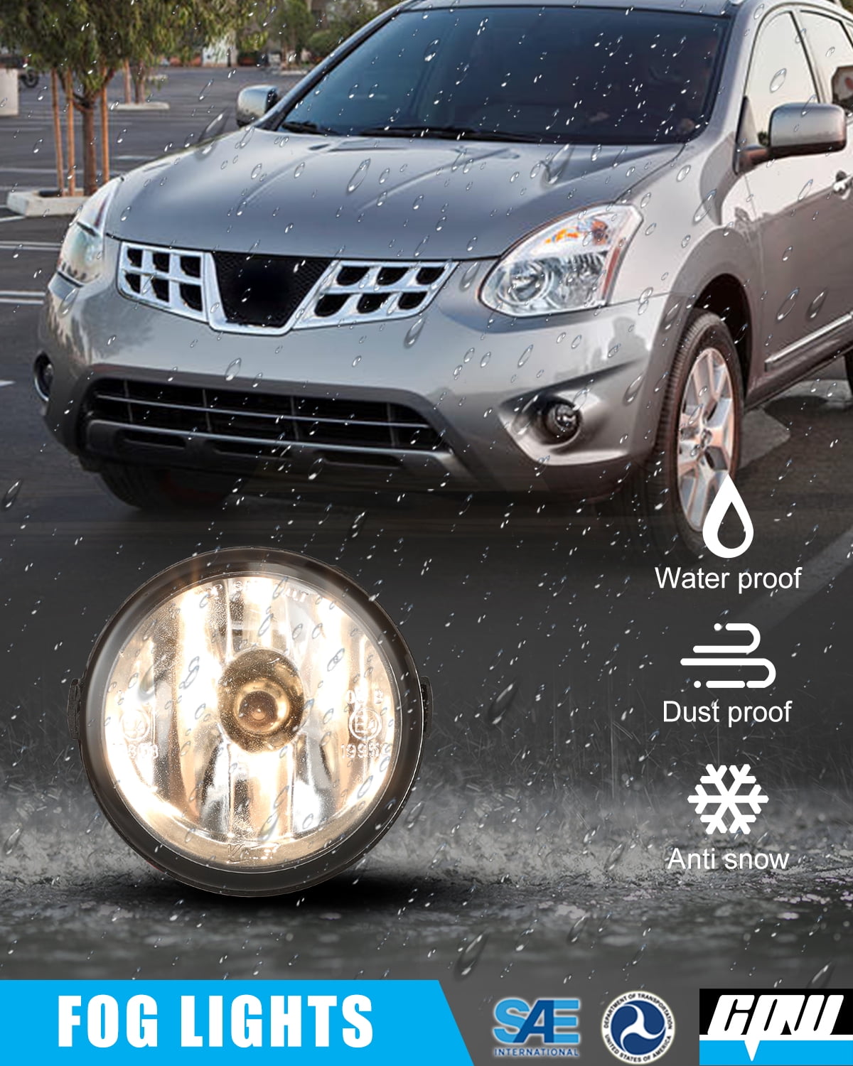 Fog Lights Driving Assembly for 2011-2015 Nissan Rogue Select / 2008-2015 Infiniti EX35/EX37/QX50/G25/G37/Q60 Sedan Coupe/M37/M56/Q70 /2009-2015 Nissan Cube/Juke/Murano/Quest/Versa/Note (E11)