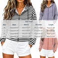 thumbnail image 6 of QIbmong Zip-up Hoodies for Women Drawstring Striped Crop Top Long Sleeve Lightweight Jacket with Pockets(XXL,Blue), 6 of 6