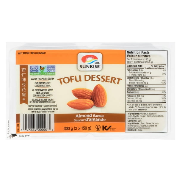 Sunrise Almond Flavour Tofu Dessert, SR Almond Tofu Dessert Walmart.ca