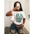 thumbnail image 5 of Women's Summer Round Neck Short Sleeve Casual T-Shirt With Slogan Print IT'S NEVER LUCK IT'S ALWAYS GOD Graphic Tees Women Tops, 5 of 6