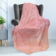 thumbnail image 4 of Bridal Shower Soft Flannel Fleece Throw Blanket, Bride Invitation Grunge Abstract Backdrop Floral Design Print, Cozy Plush for Indoor and Outdoor Use, 60" x 80", Pale Pink and Salmon, by Ambesonne, 4 of 5
