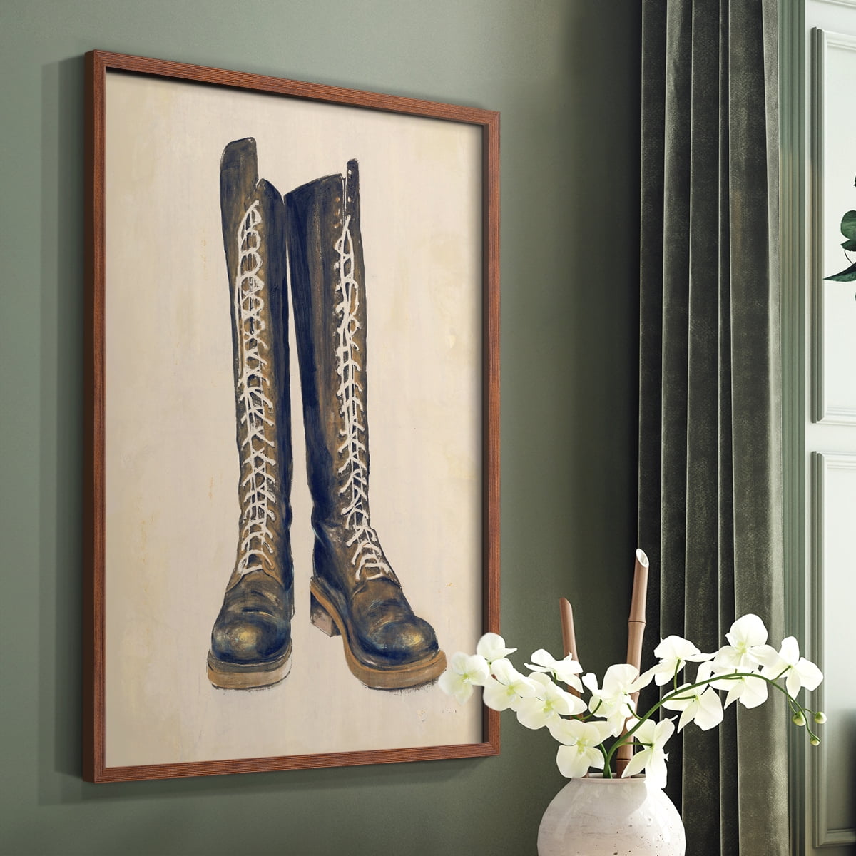 The Shoe Fits III V1 Framed Print in Brown Solid Wood Framed Print No Nail Hanging