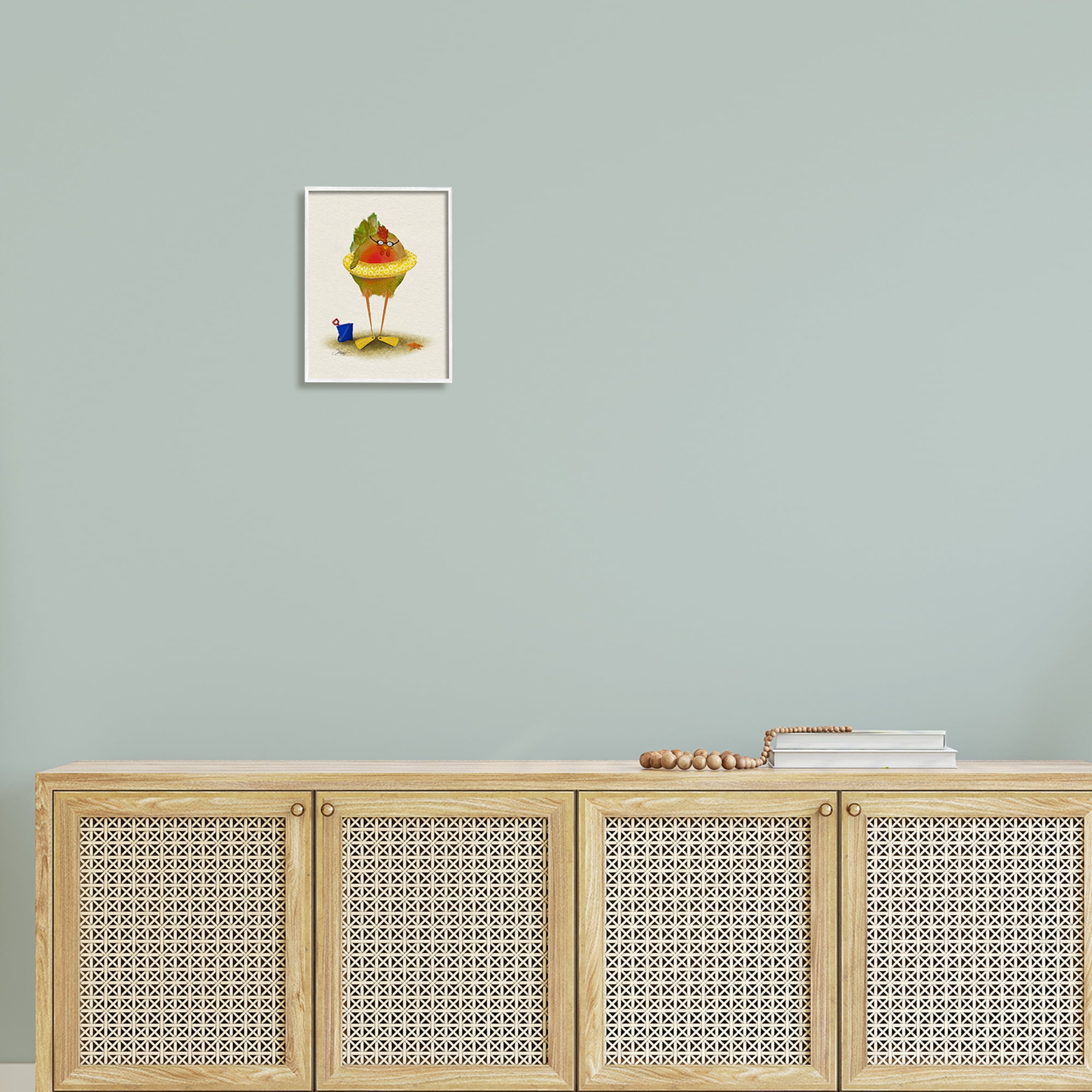 Stupell Fun Whimsical Bird Beach Tube Landscape Painting White Framed Art Print Wall Art