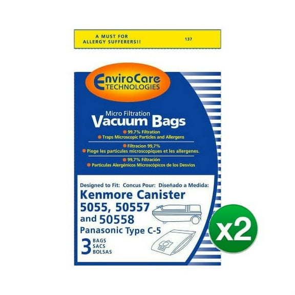 EnviroCare 137 Vacuum Bag for Kenmore Type C Canister (2 Pack)