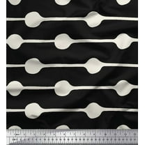 Soimoi Black Cotton Duck Fabric Dot & Stripe Print Fabric by the Yard 42 Inch Wide