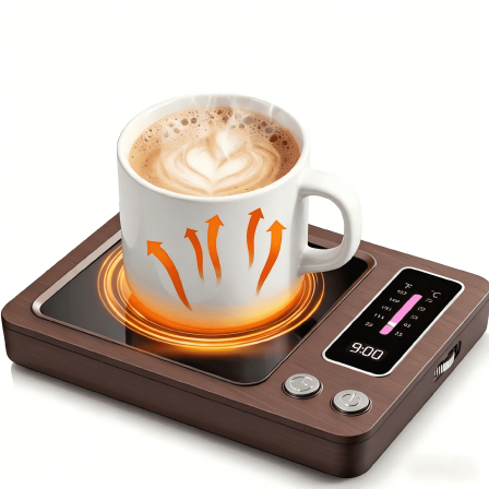 MYMULIKE Wood Mug Warmer 36W Fast Heating, 5 Temp Settings, 0.5-9H 11 Timer Auto Shut Off, Coffee and Candle Warmer for Drinks, Candle Jars (Wood)