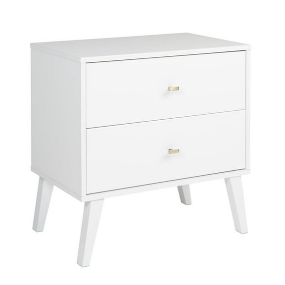 Allora Mid Century Modern 2 Drawer Nightstand in White