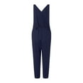 thumbnail image 6 of SELONE Jumpsuits for Women Casual Linen Summer Long Pant Ladies Travel Comfortable Vacation Flowy Rompers Jumpers and Rompers Casual Fashion Solid Color V Neck Lace Cotton and Linen Navy XXL, 6 of 7