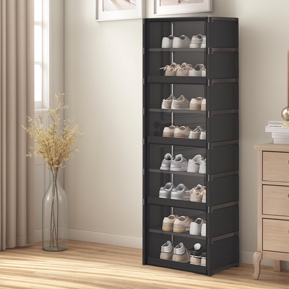 Yucurem Portable Shoe Rack with Covers, 9 Tiers Tall Shoe Rack Organizer, Large Capacity Dustproof Shoe Cabinet Closet, Entryway, Dorm, Bedroom & Hallway, 16.54x11.81x54.72inch