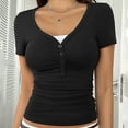thumbnail image 6 of Short Sleeve Crop Tops for Women V Neck Down Crop Tee Slim Fit Trendy Basic Crop Tops Black Women Blending Shirts Women's Short Sleeve T-Shirt(XL), 6 of 9