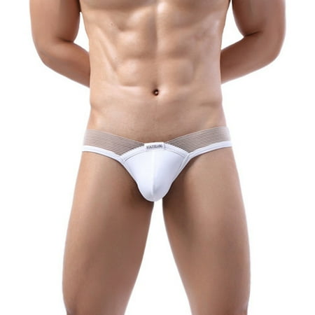 

Toyella Men s Ice Silk Briefs With Mesh Edge White M