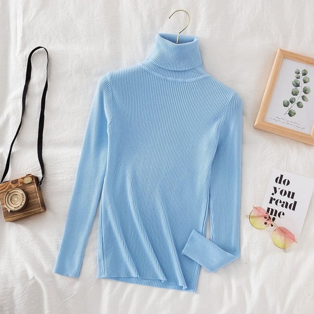 Suéter de cuello alto para mujer, jerseys suaves de punto, suéteres básicos de Cachemira, suéteres suaves sólidos, Top informal de otoño e invierno