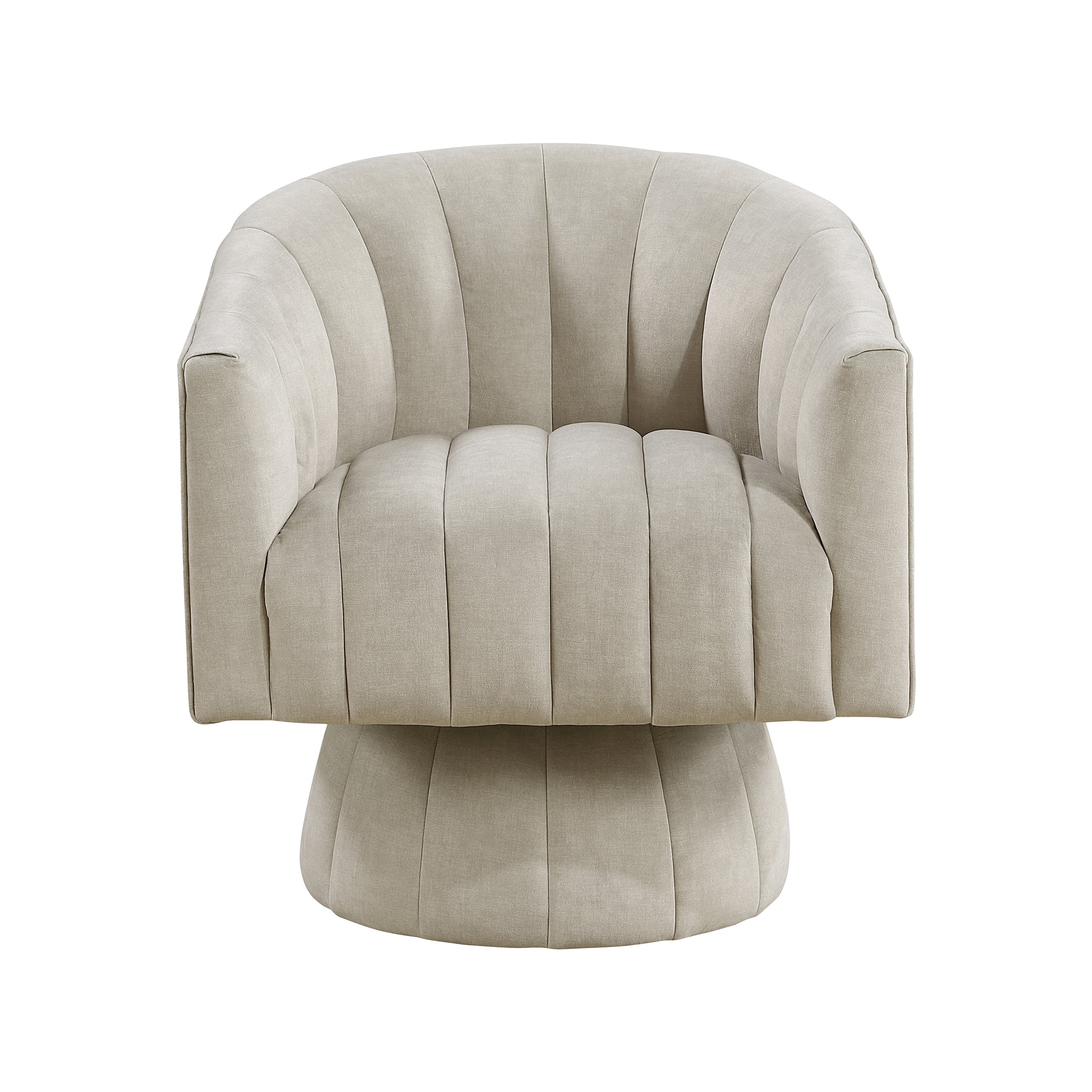 OakvillePark Fenwicke Velvet Swivel Barrel Chair, Taupe