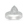 1/2 cttw Halo Pear Shape Diamond Bridal Ring Set (I-J, I2-I3) in 10K White Gold for Engagement and Wedding