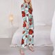 thumbnail image 3 of Balery Insects Conjunto de Pijama con Estampado para Mujer, Conjunto de Dos Piezas con Manga Larga, Ropa de Dormir Suave con Bolsillos, Pijamas Cómodos-Large, 3 of 7
