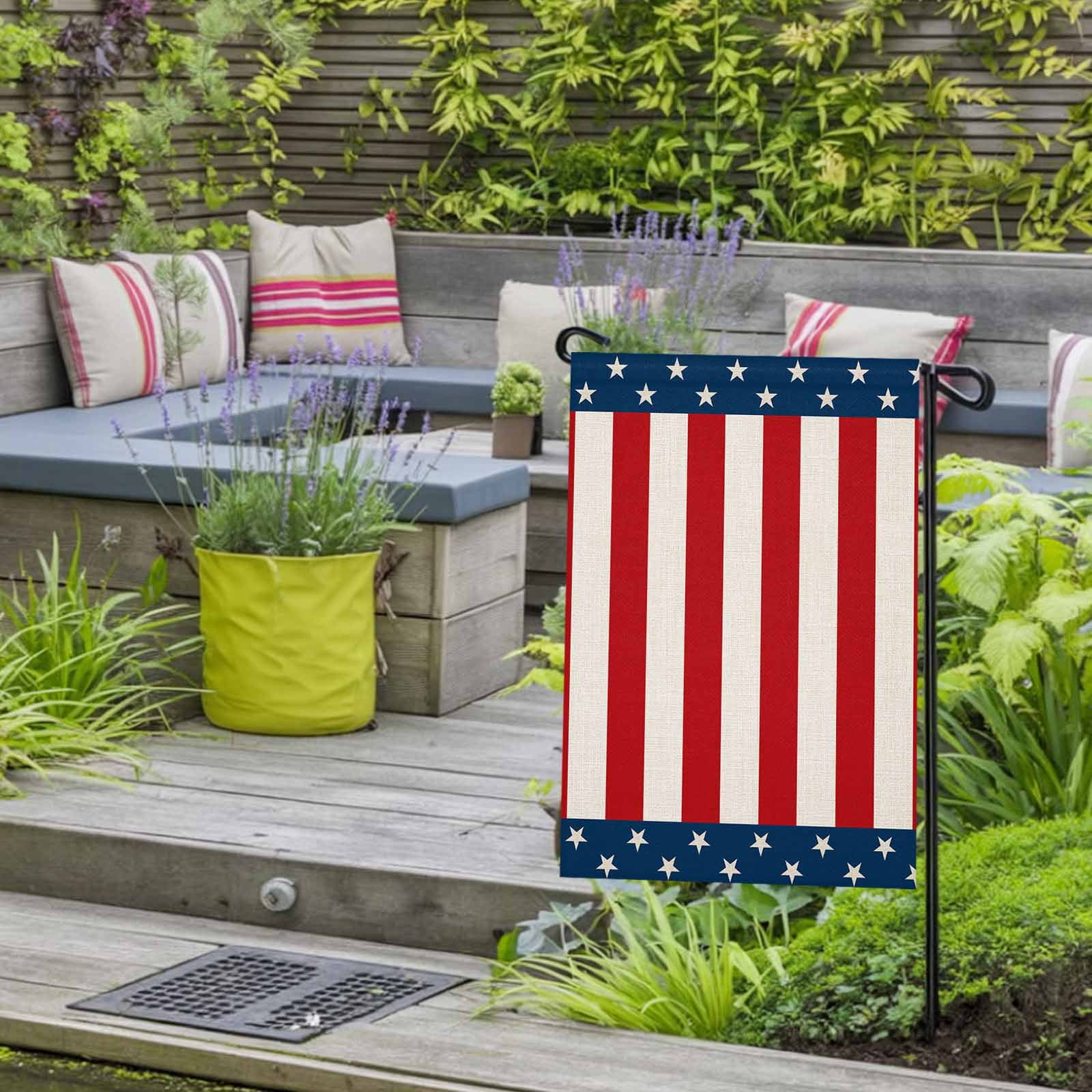 4th of July Garden Flags Patriotic Stars American Flag Garden Flag Double Sided Welcome Flag Vertical Red Stripes Independence Day Yard Flags for Outdoor Lawn Porch Memorial Day Decor 28x40 Inch