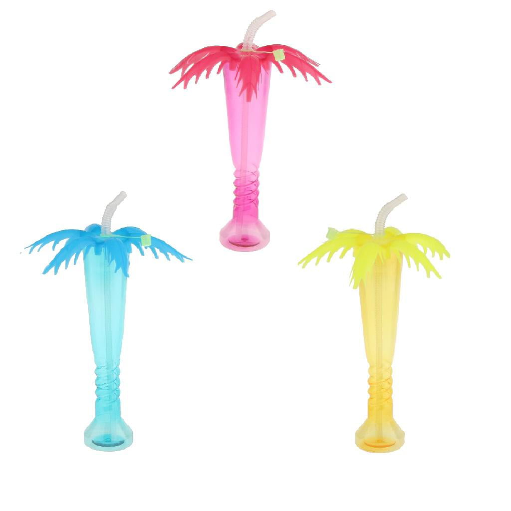 F Fityle 3 Pezzi Set Tropical Palm Tree Luau Yard Cup Hawaiano Summer Party Drinks Cup 