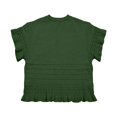 thumbnail image 5 of Women's Round Neck Short Sleeve Knitted Sweater Ruffled Hem Pullover with Openwork Pattern for Summer, 5 of 5