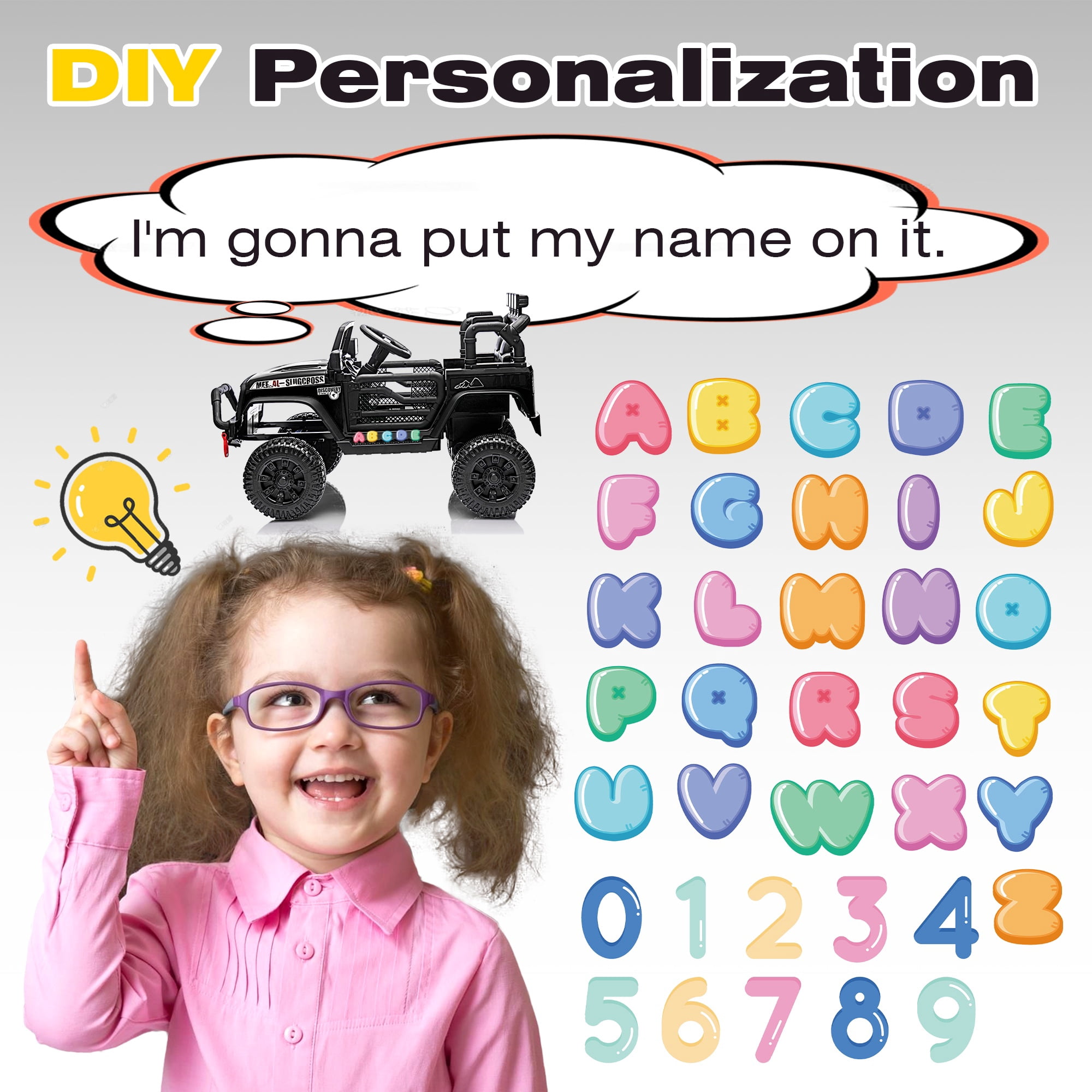 24V Kids Ride on Truck Car, Battery Powered Ride on Car with Remote Control, Electric Vehicle Car for Boys Girls Aged 3-6, Ride on Toy w/Bluetooth, Lights, 4 Wheelers, Gift for Kids Tollder, Black