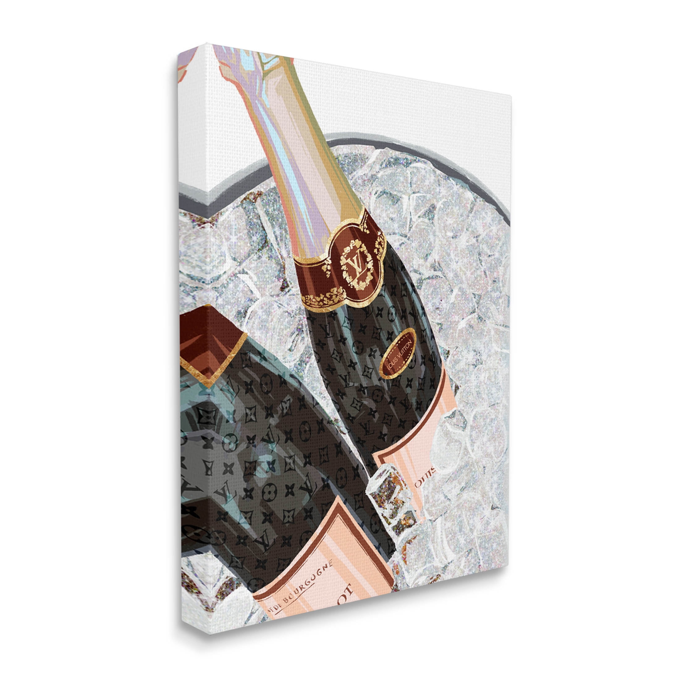 Stupell Industries Fashion Champagne Bottles Gleaming Ice Graphic Art Gallery Wrapped Canvas Print Wall Art, Design by Ziwei Li