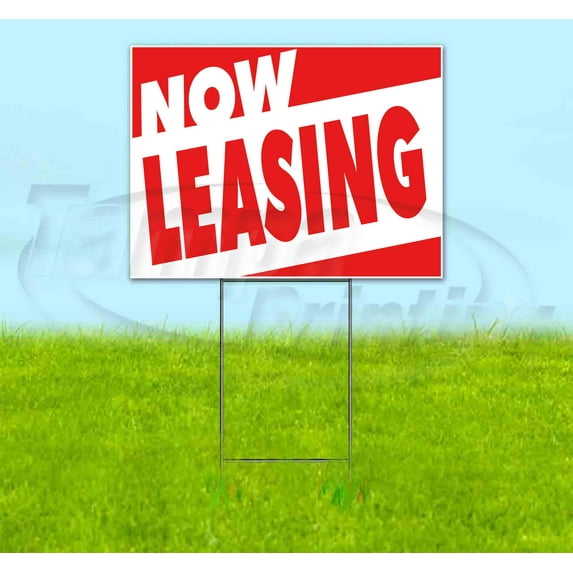 Now Leasing (18" x 24") Yard Sign, Includes Metal Step Stake
