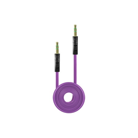 Tangle Free Flat Wire Car Audio Stereo Auxiliary Aux Cord Cable Adapter for iPhone 6S 6 Plus 5.5 / 4.7 Samsung Galaxy S8 S8 Plus S7 Headphones, iPods, iPhones, iPads, Home / Car Stereos - Purple