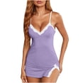thumbnail image 1 of Mujer Cómodo Cotten Sexy Sling Dress Encaje con cuello en V Ropa interior Conjuntos de lencería Camisón Fridja  nalpqowj12602, 1 of 5