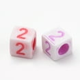 thumbnail image 2 of Craft Style Acrylic European Beads Large Hole Beads Cube with Number Mixed Color 7x7x7mm Hole: 4mm about 1600pcs/500g, 2 of 2