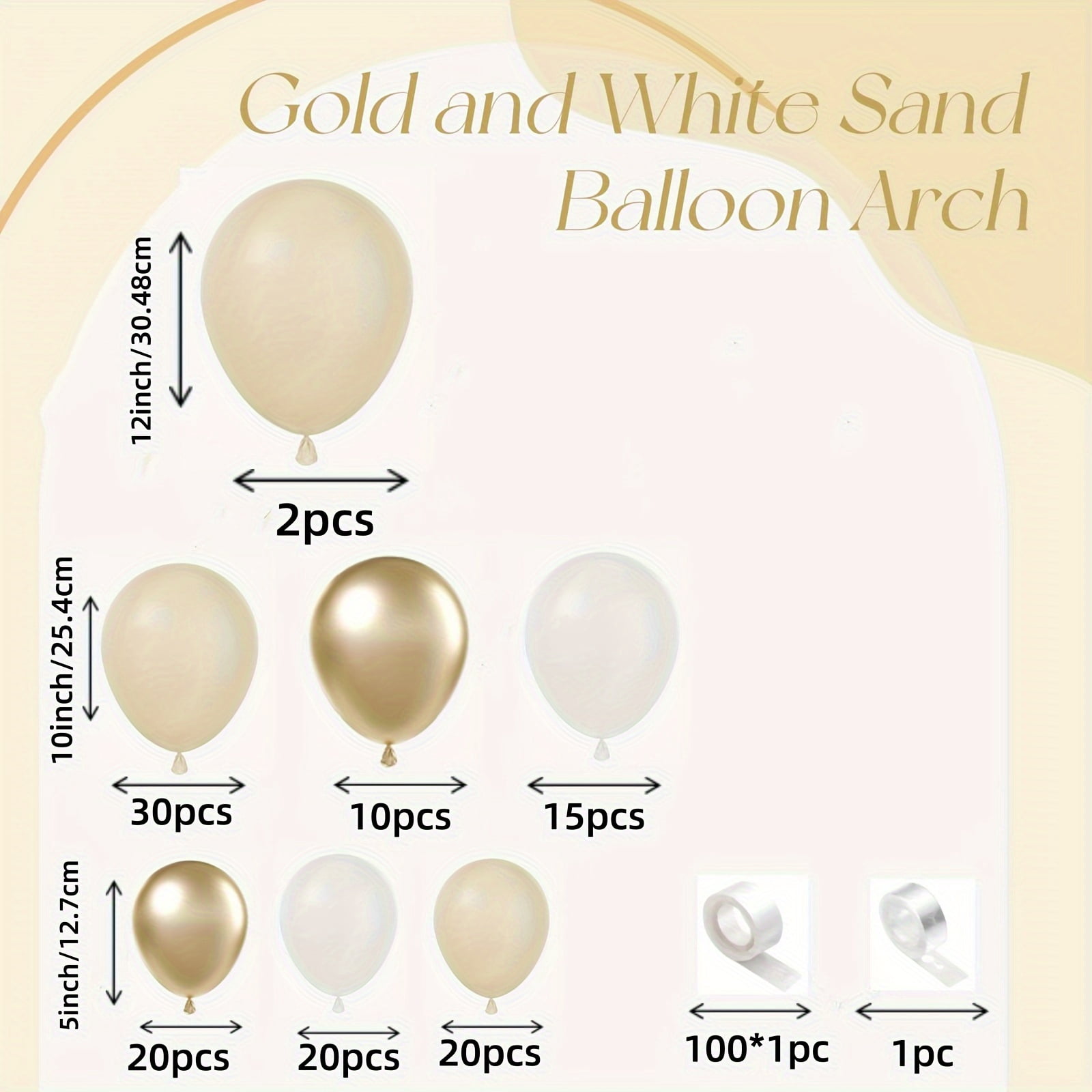 119pcs Elegant White & Golden Balloon Arch Kit - Perfect for Weddings, Engagements, Birthdays, Graduations & More - Versatile Party Decor Set