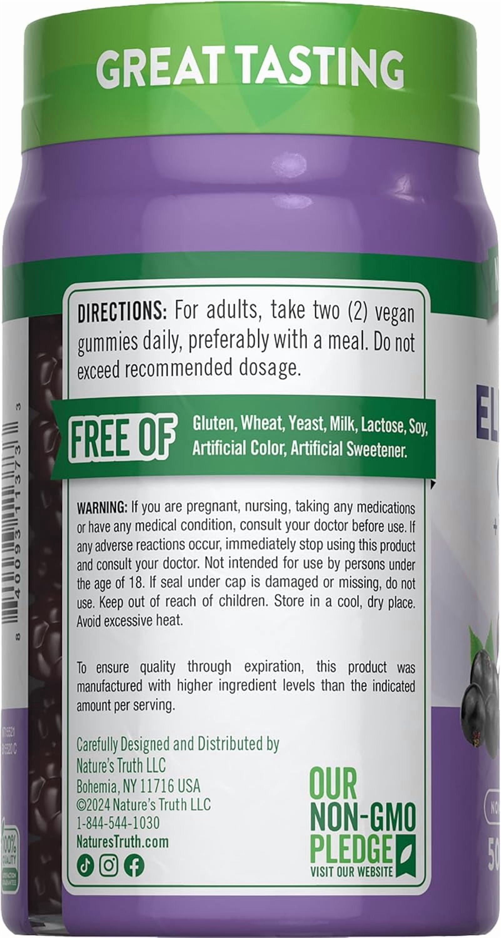 (3 pack) Sambucus Black Elderberry Gummies | 50 Count | With Vitamin C and Zinc | Berry Flavor | Vegan, Non-GMO, Gluten Free | Extract Gummies for Adults | by Nature's Truth