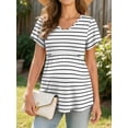 thumbnail image 5 of Weardear 3 Packs Womens Maternity Shirts Flying Short Sleeve V Neck T-Shirt Summer Empire Waist Pregnancy Tops, 5 of 6