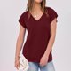 thumbnail image 5 of Camisas para mujer,Blusa informal de cuello en V para mujer, manga corta, color liso, tejido suave y ligero, diseño con detalle de pliegues, ideal para uso diario, sopatenor, 5 of 9
