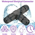 thumbnail image 6 of 2 Pcs Waterproof Junction Box 3 Pin T Type Wire Connector for Wire Range 9-12mm, 6 of 7