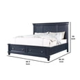 thumbnail image 4 of Zeny Queen Bed with Storage Drawers-Panel Headboard-Blue Wood, 4 of 7
