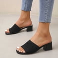 thumbnail image 5 of Square Open Toe Heeled Sandals for Women Low Block Chunky Heel Sandals Slip on Mules Comfortable Dress Shoes Black 8.5(41), 5 of 9