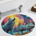 thumbnail image 4 of Wolves in The Moonlight Round Rugs -Washable Non-Slip Small Round Area Rug Throw Soft Circle Rugs for Bedroom, Modern Print Indoor Carpet for Entryway Sofa Living Room, 4 of 7