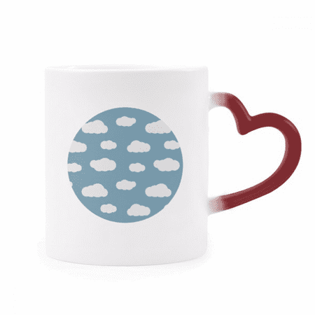 

White Cloud Blue Sky Weather Heat Sensitive Mug Red Color Changing Stoneware Cup