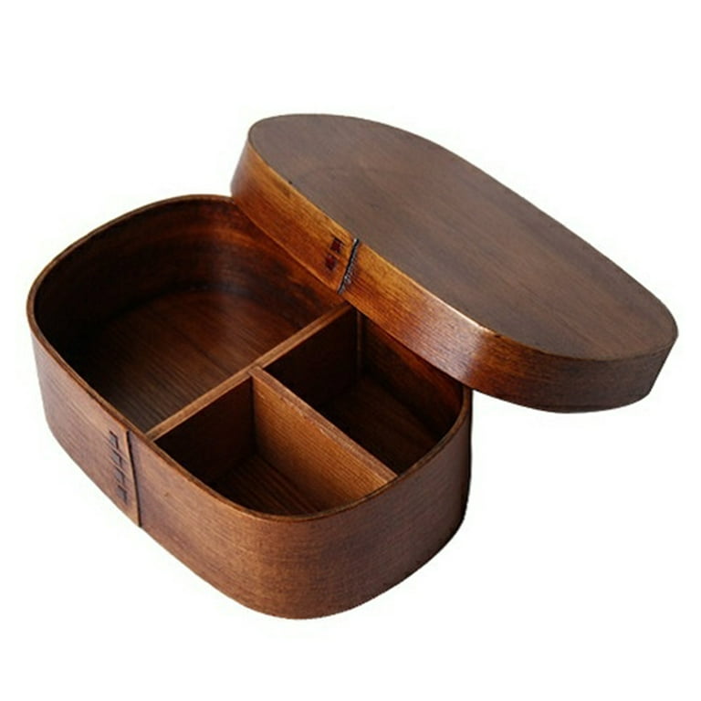Japanese-style Wooden Bento Box Picnic Food Container Storage Bag and 7pc  Wooden Cutlery Set Lunch Box 