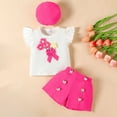 thumbnail image 5 of Hessimy Baby Girl Outfit Tops and Shorts Set Toddler Girl Spring Summer Clothes,Spring Summer Wear(Hot Pink,18-24 Months), 5 of 7