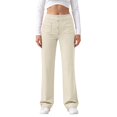 thumbnail image 2 of Rotm Comfy Work Pants Women Yoga Pants Women High Waist Stretch Casual Soft Straight Leg Bottoms Beige,L, 2 of 6