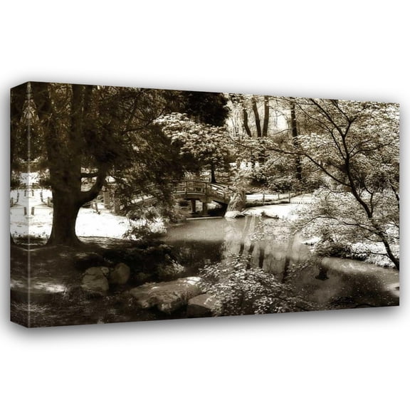 Alan Hausenflock 18x13 Gallery Wrapped Canvas Wall Art Titled - Garden Bridge I