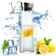 thumbnail image 6 of GLASKEY Glass Water Carafe with Lid,1200ml Glass Juice Pitcher with Stainless Steel Gravity Lid,Clear Water Pitcher for Ice Tea, Lemonade, Coffee,Juice Beverage, 6 of 12